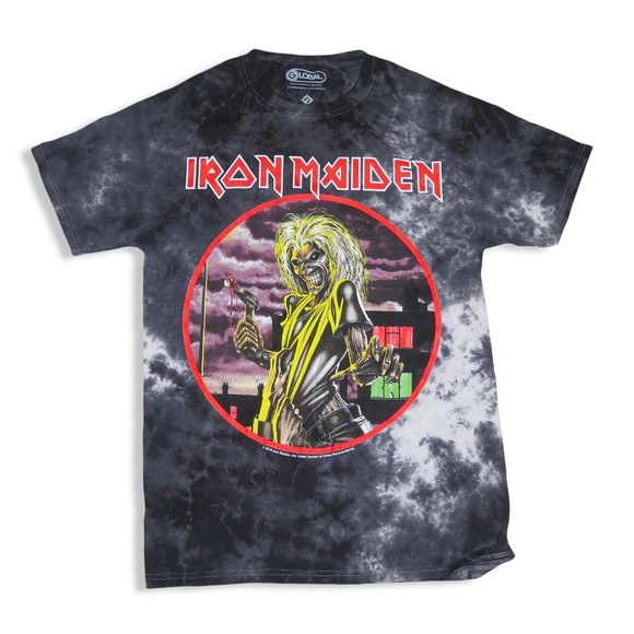 iron maiden Tops - Iron Maiden Band Tee | Black Tye Dye | Graphic T-shirt